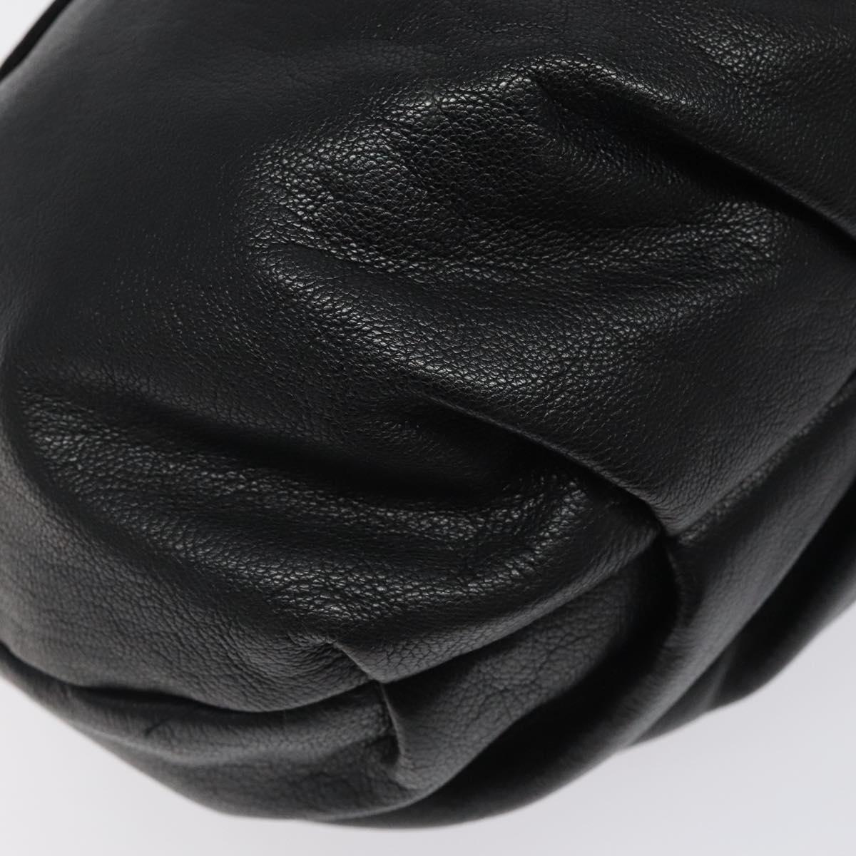 Salvatore Ferragamo Shoulder Bag Leather Black Silver Auth 123376