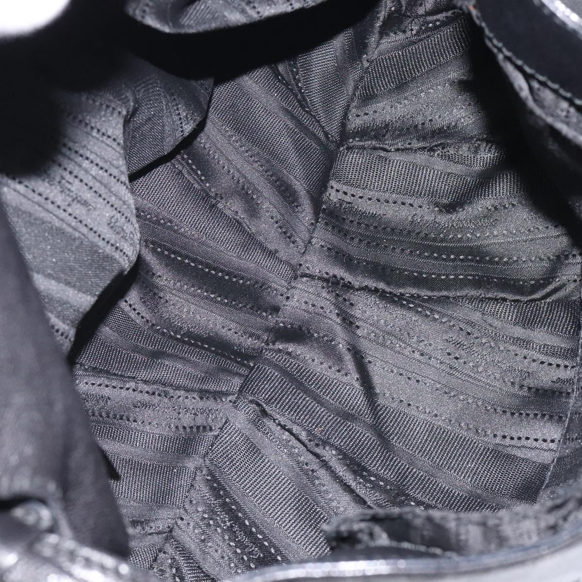 Salvatore Ferragamo Shoulder Bag Leather Black Silver Auth 123376