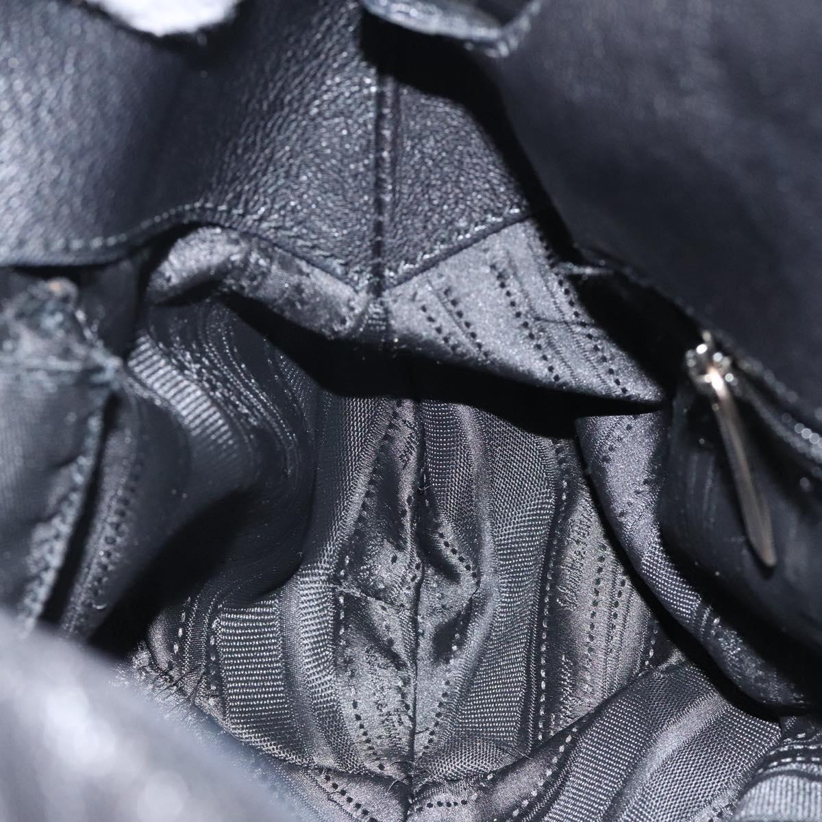 Salvatore Ferragamo Shoulder Bag Leather Black Silver Auth 123376