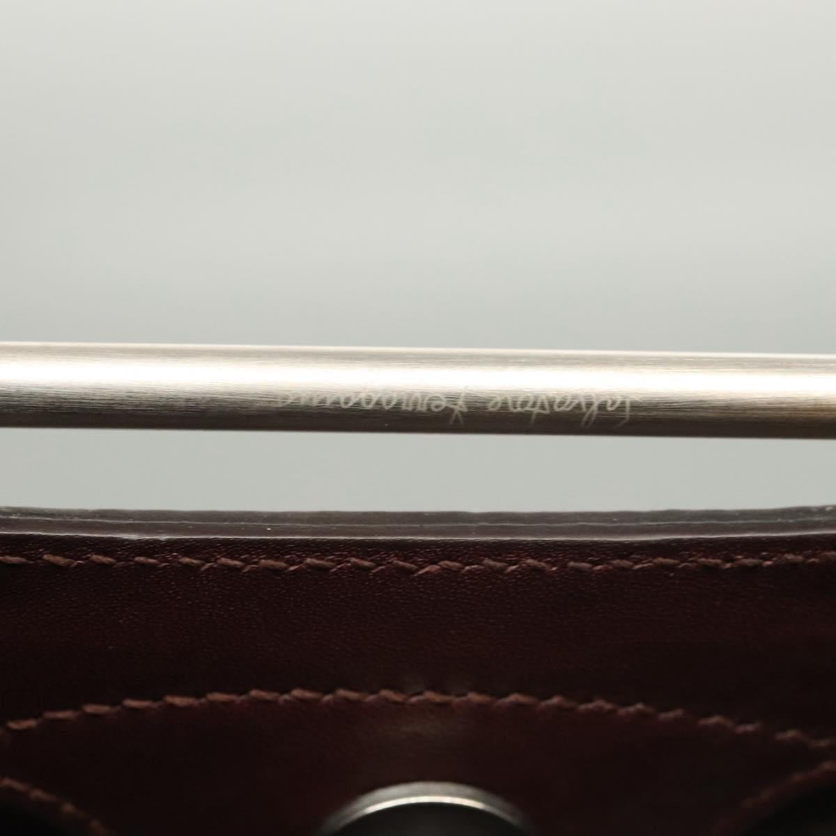 Salvatore Ferragamo Hand Bag Leather Brown Silver Auth 123377