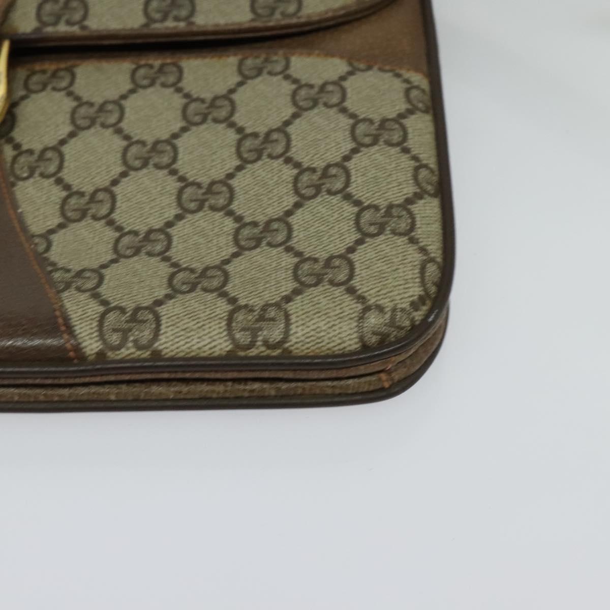 GUCCI GG Supreme Shoulder Bag PVC Beige Gold Auth 123381