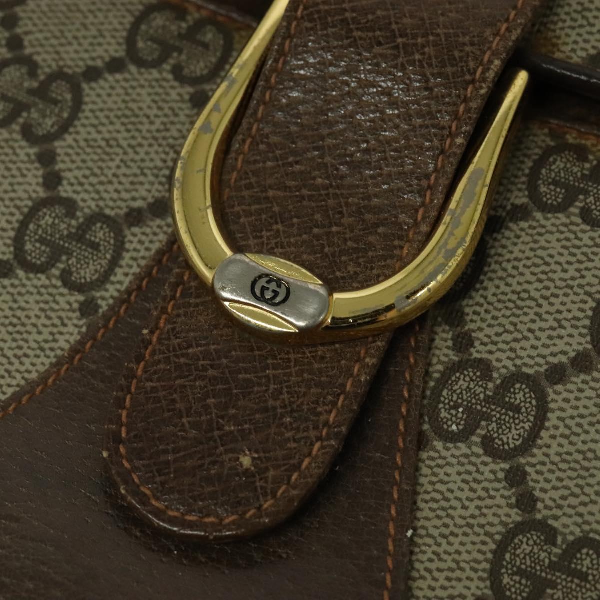 GUCCI GG Supreme Shoulder Bag PVC Beige Gold Auth 123381