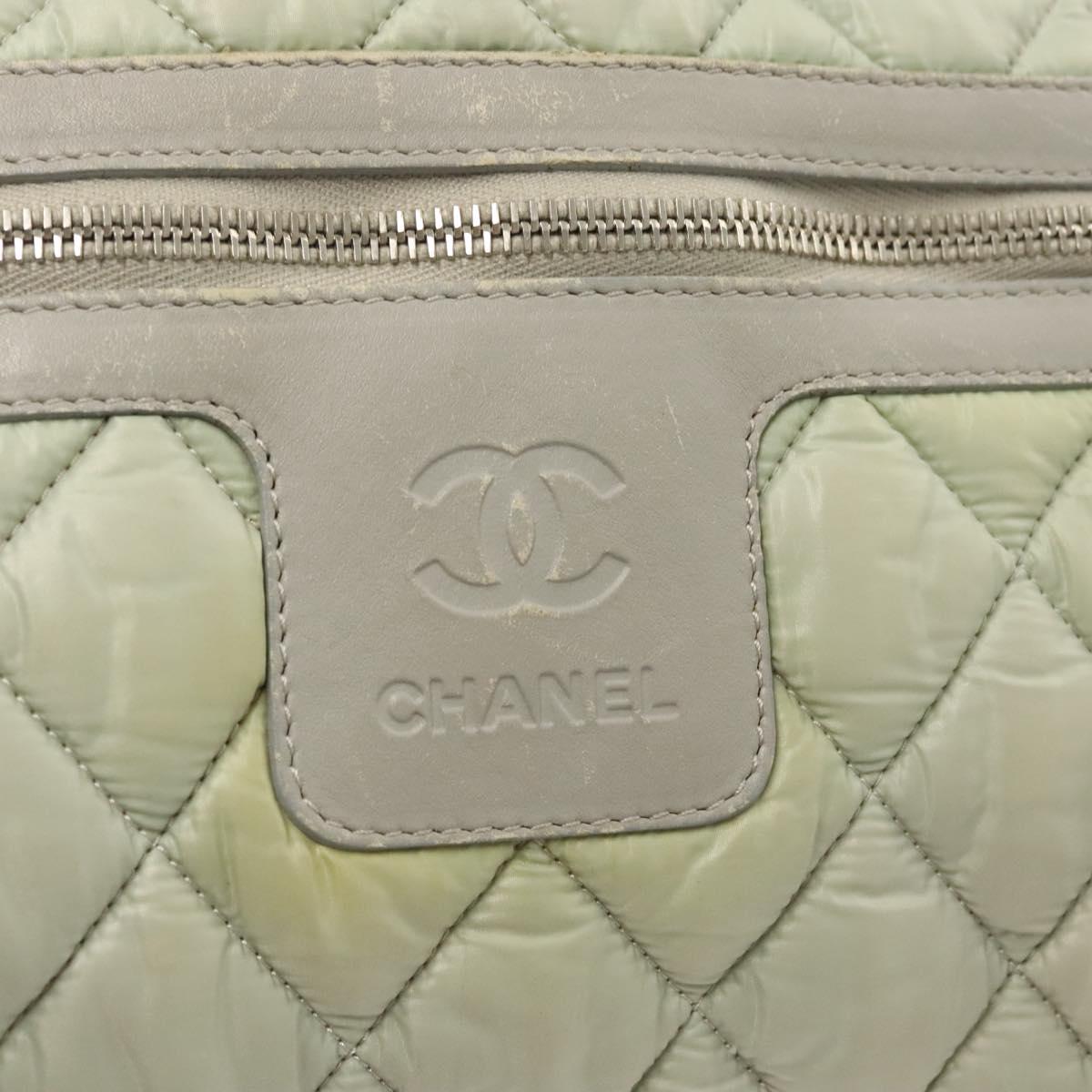 CHANEL Cococoon Hand Bag Nylon Gray Silver CC Auth 123385