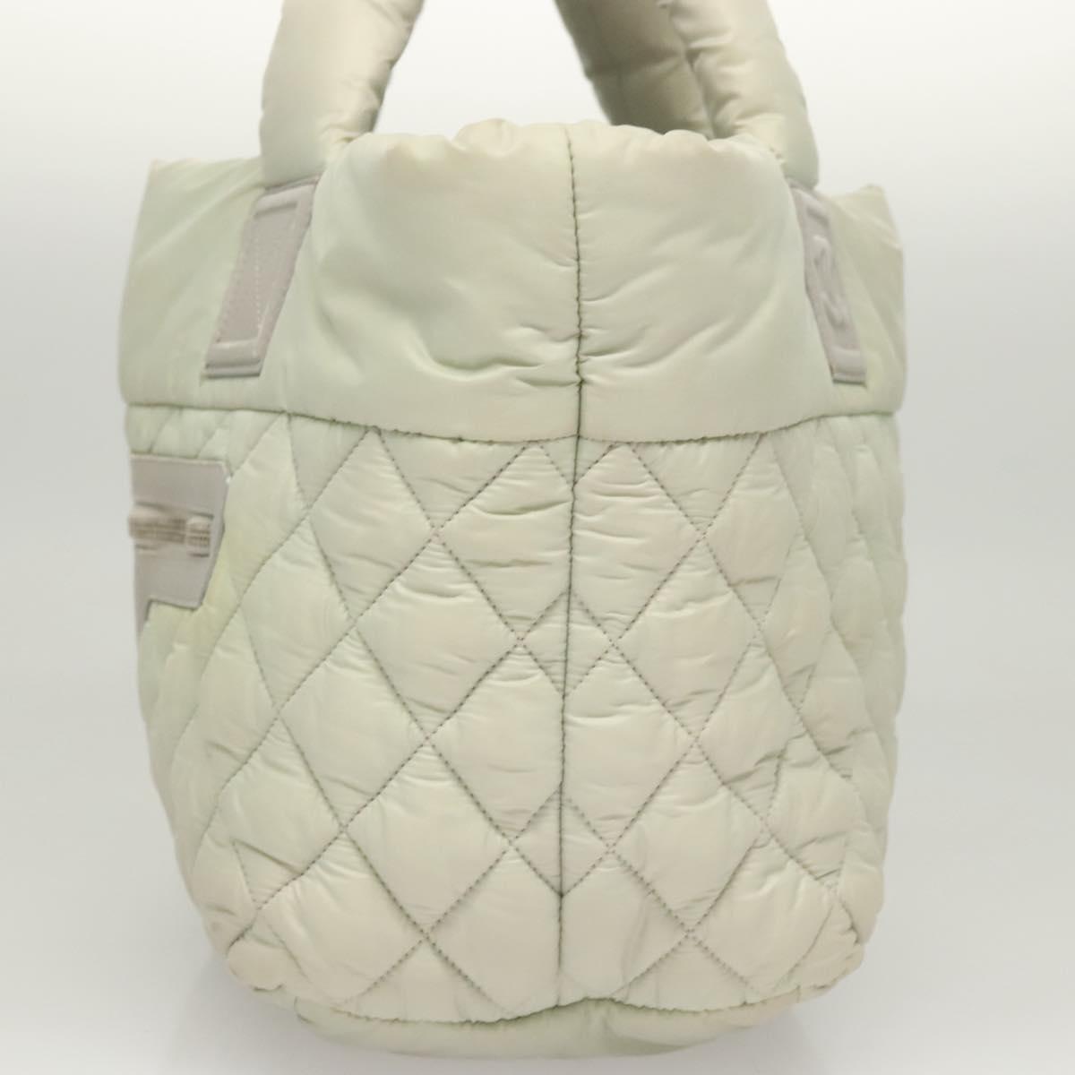 CHANEL Cococoon Hand Bag Nylon Gray Silver CC Auth 123385