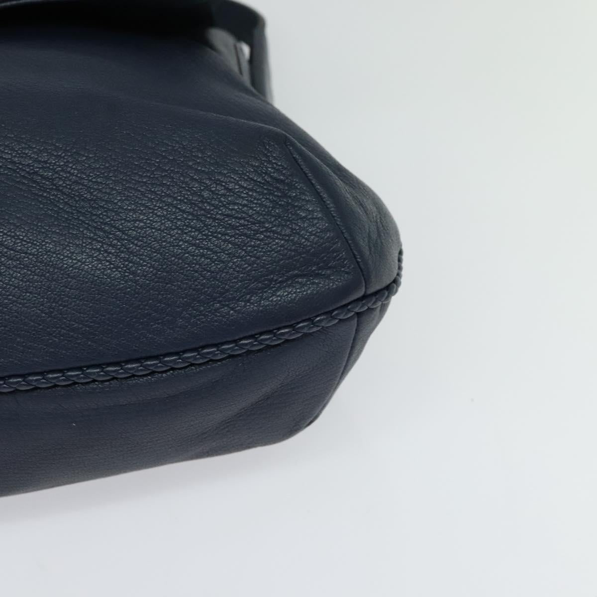 GUCCI Shoulder Bag Leather Blue Gold 338985 Auth 123404
