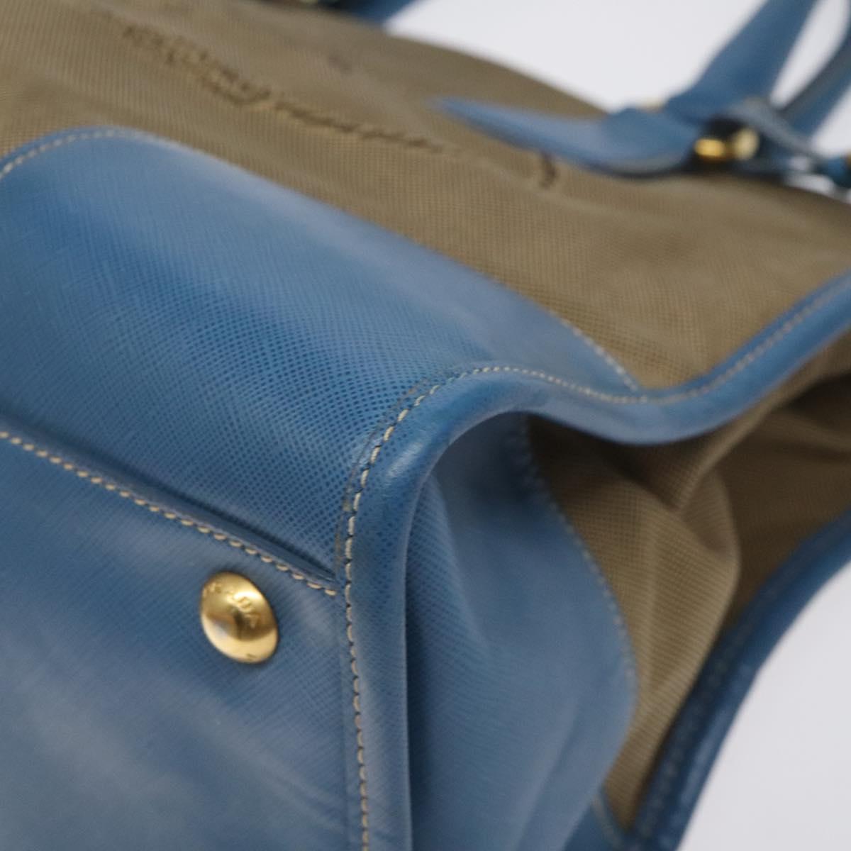 PRADA Hand Bag Canvas Beige Gold Auth 123406