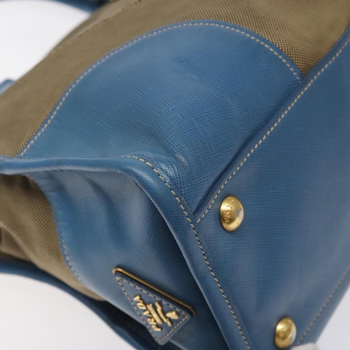 PRADA Hand Bag Canvas Beige Gold Auth 123406