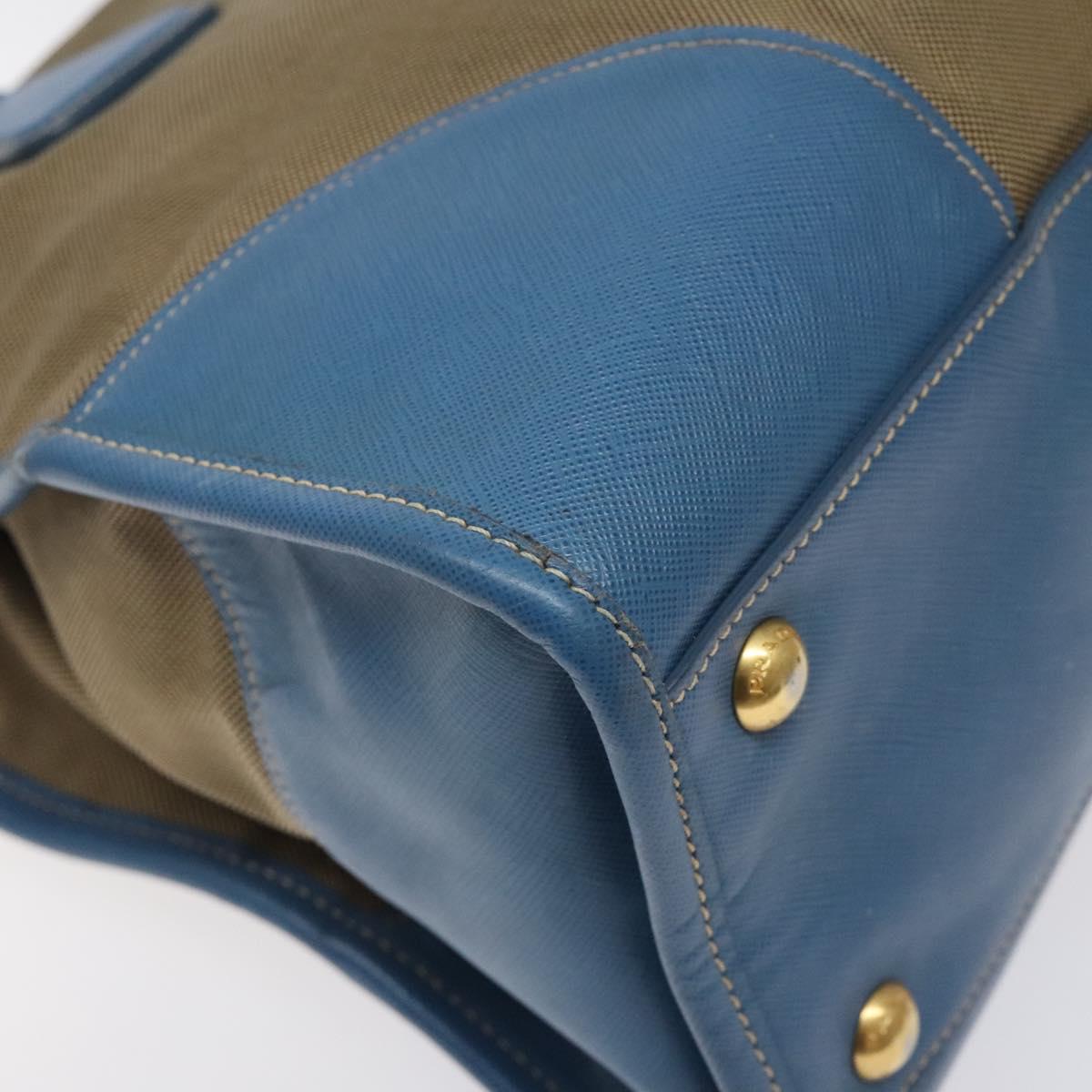 PRADA Hand Bag Canvas Beige Gold Auth 123406