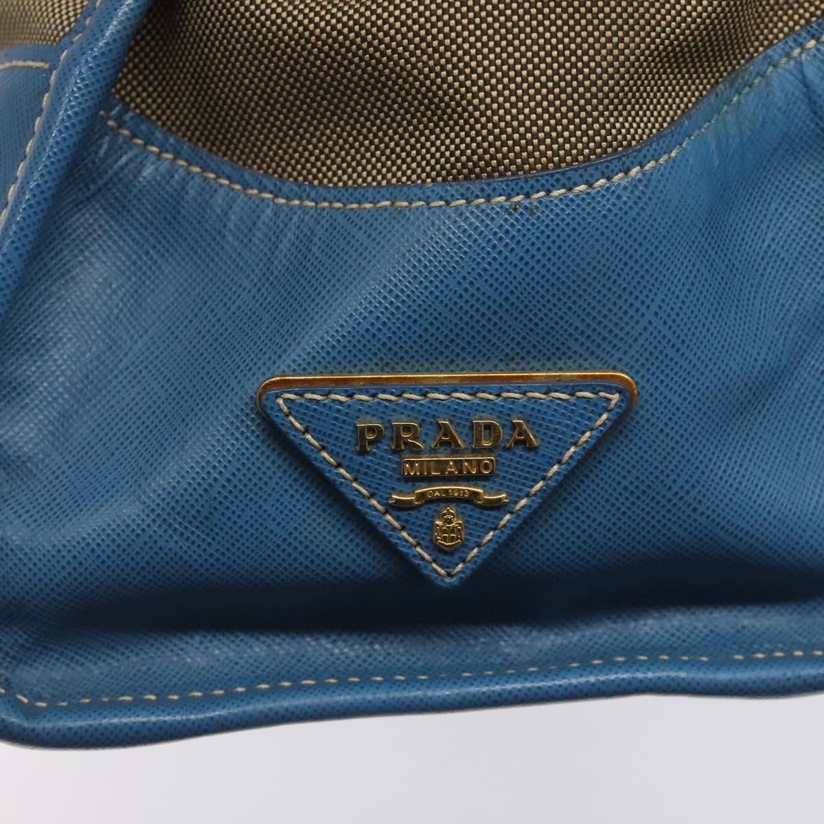 PRADA Hand Bag Canvas Beige Gold Auth 123406