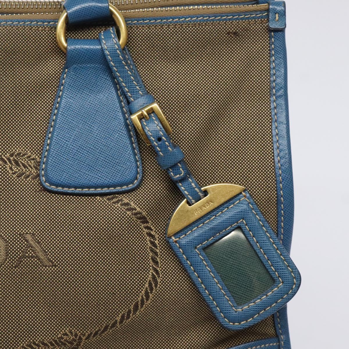 PRADA Hand Bag Canvas Beige Gold Auth 123406