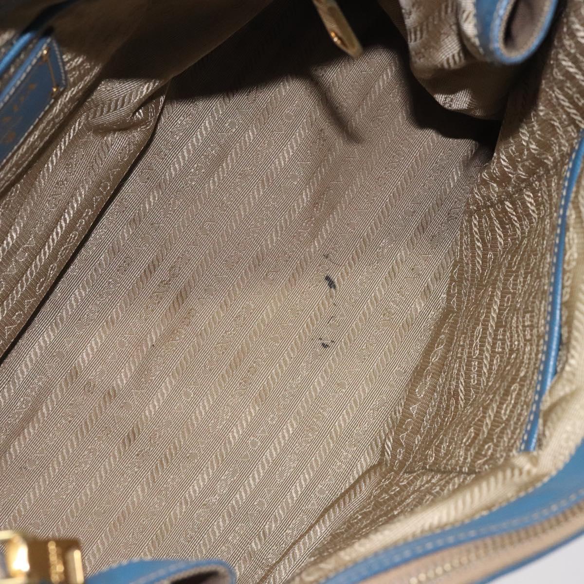 PRADA Hand Bag Canvas Beige Gold Auth 123406