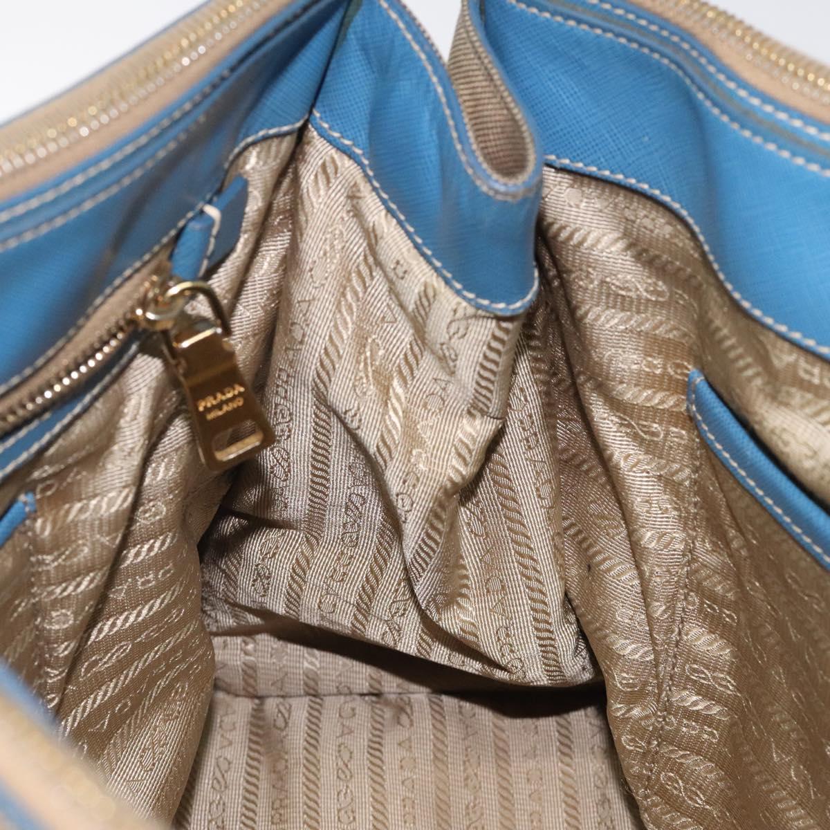 PRADA Hand Bag Canvas Beige Gold Auth 123406