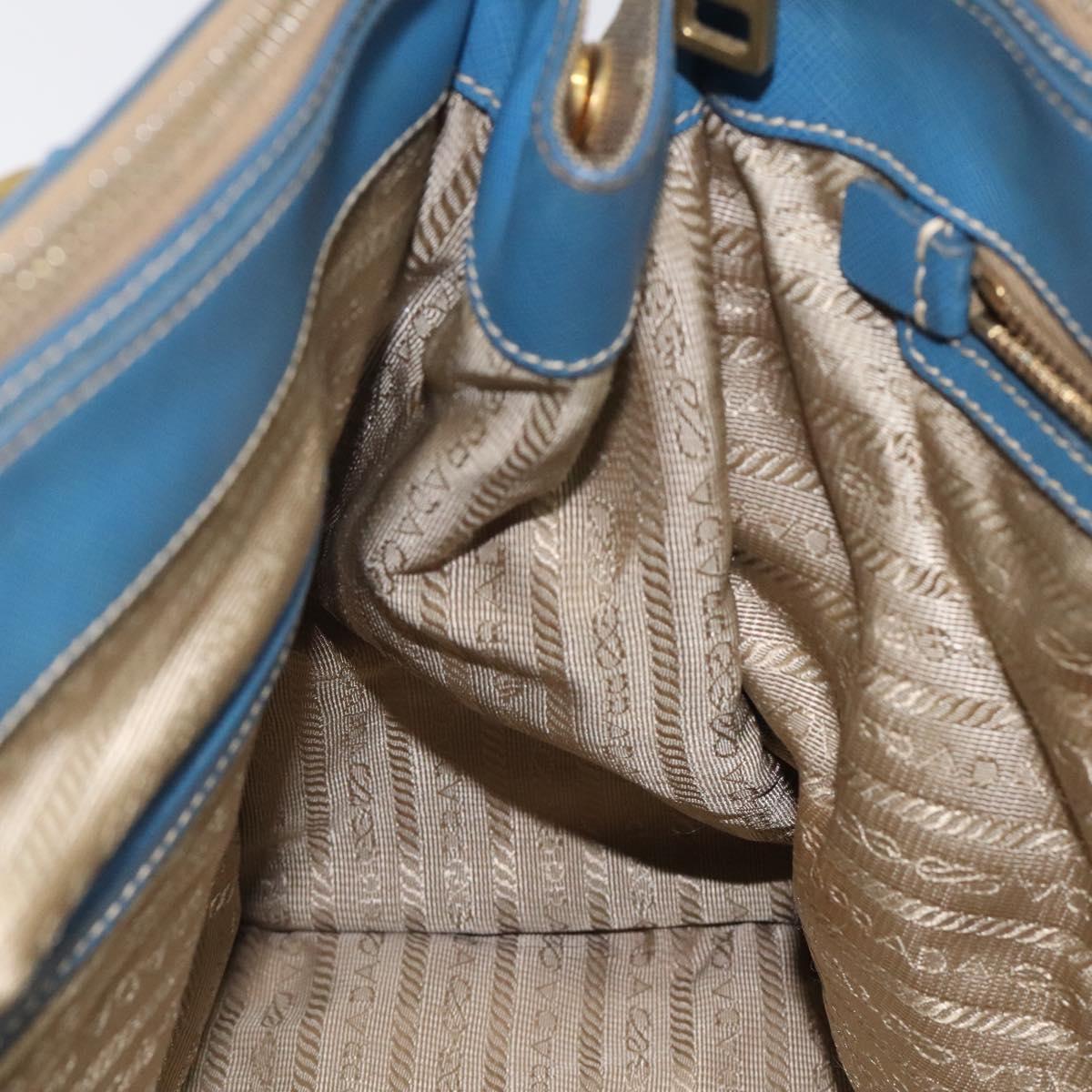 PRADA Hand Bag Canvas Beige Gold Auth 123406