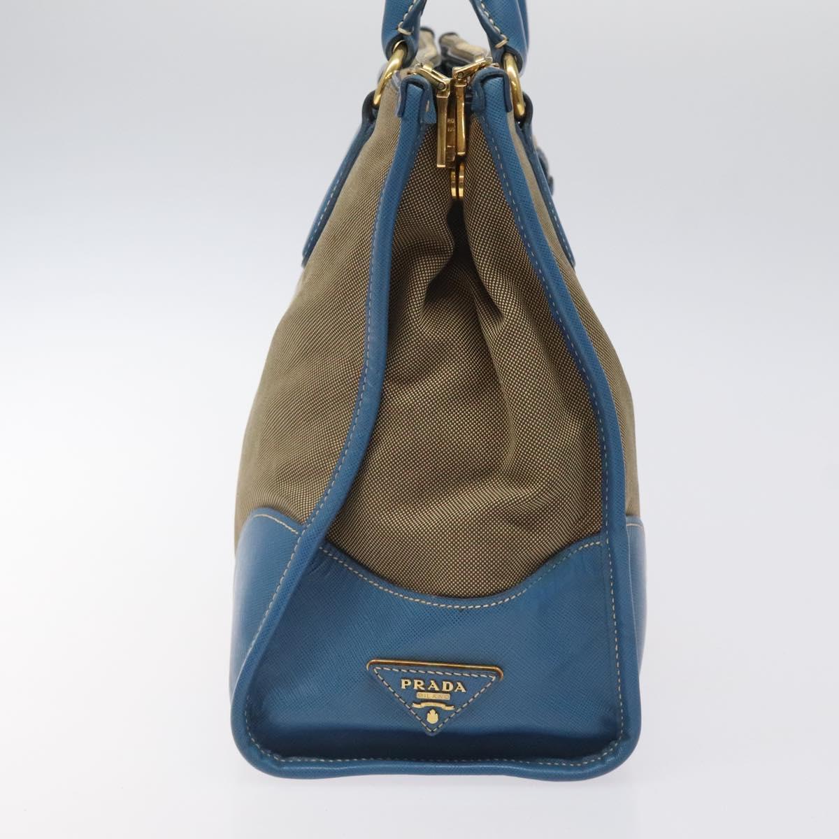 PRADA Hand Bag Canvas Beige Gold Auth 123406