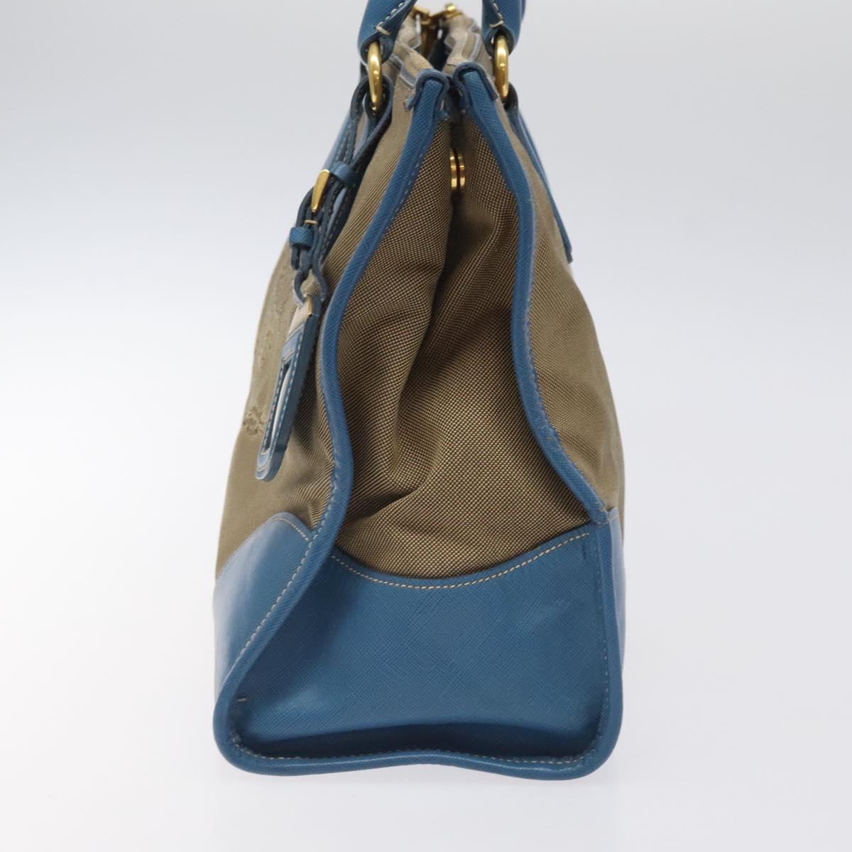 PRADA Hand Bag Canvas Beige Gold Auth 123406