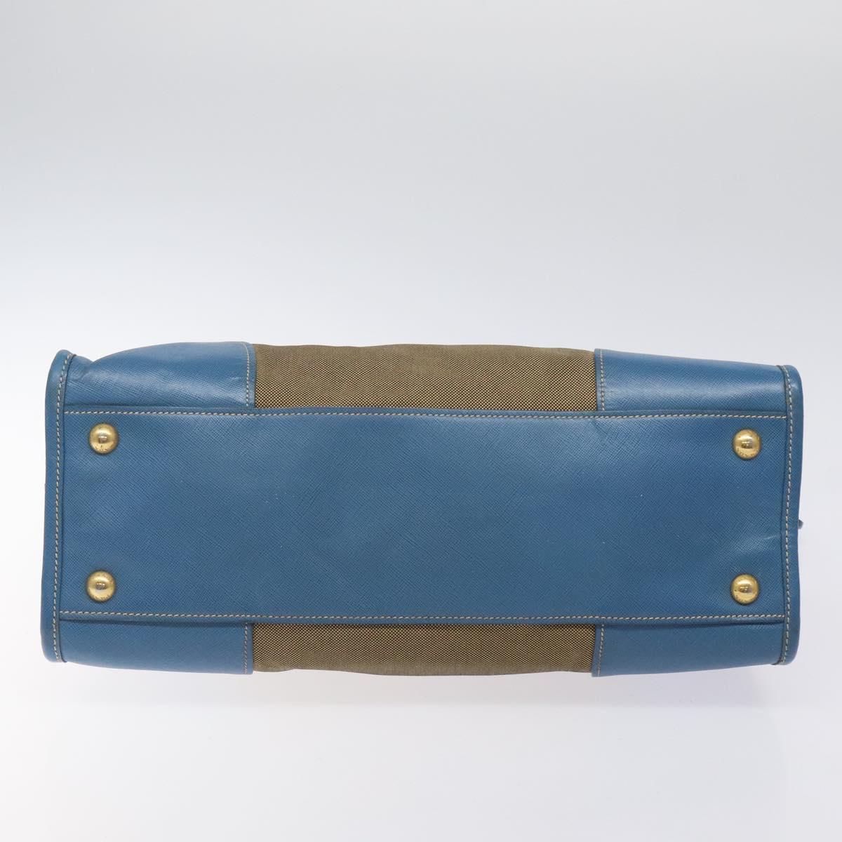 PRADA Hand Bag Canvas Beige Gold Auth 123406