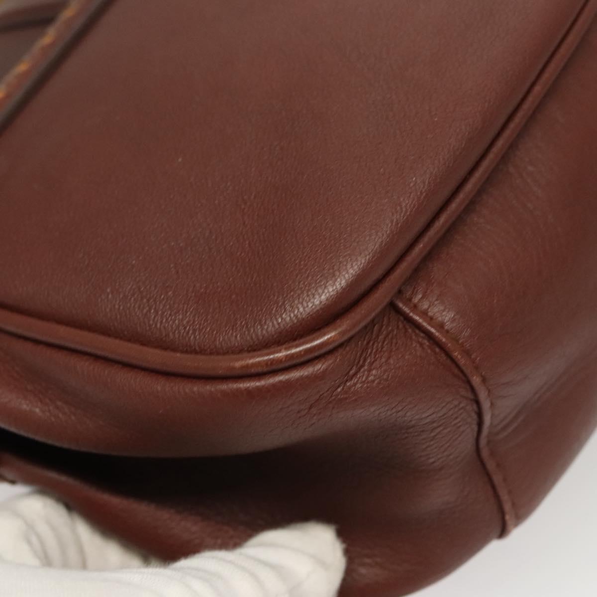 BALLY Hand Bag Leather 2way Brown Gold Auth 123408