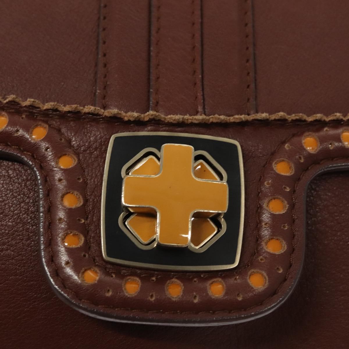 BALLY Hand Bag Leather 2way Brown Gold Auth 123408