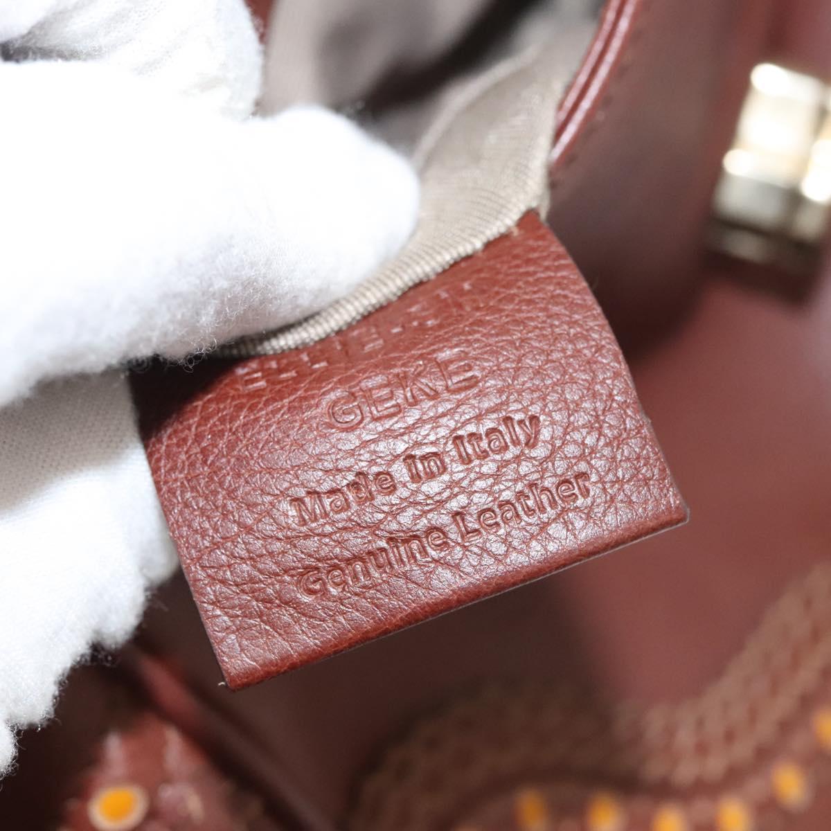 BALLY Hand Bag Leather 2way Brown Gold Auth 123408