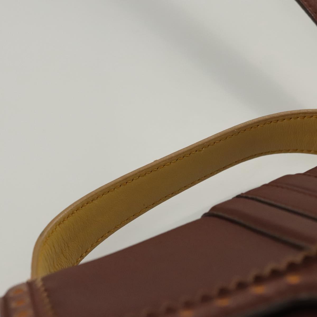 BALLY Hand Bag Leather 2way Brown Gold Auth 123408