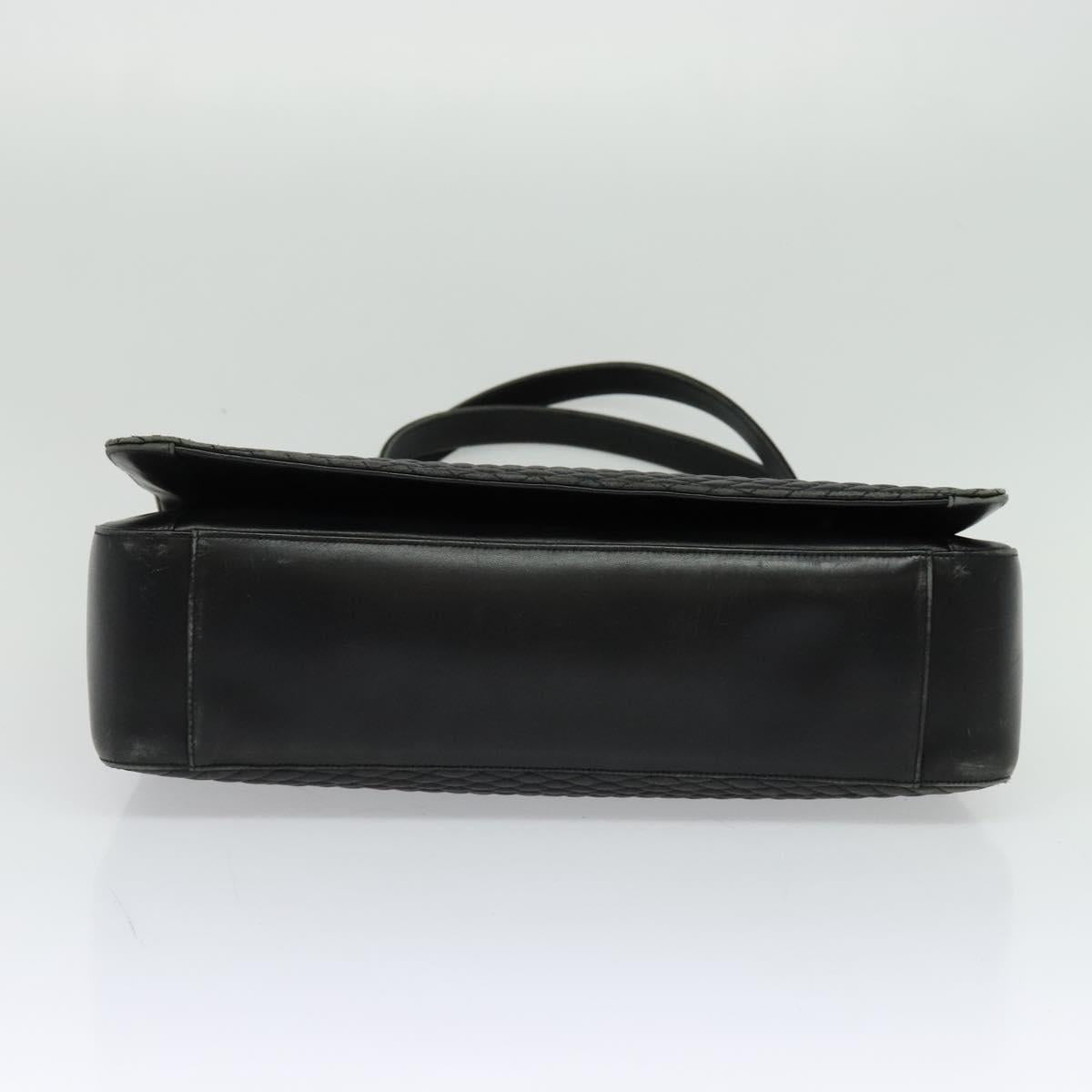 BALLY Shoulder Bag Leather Black Gold Auth 123425