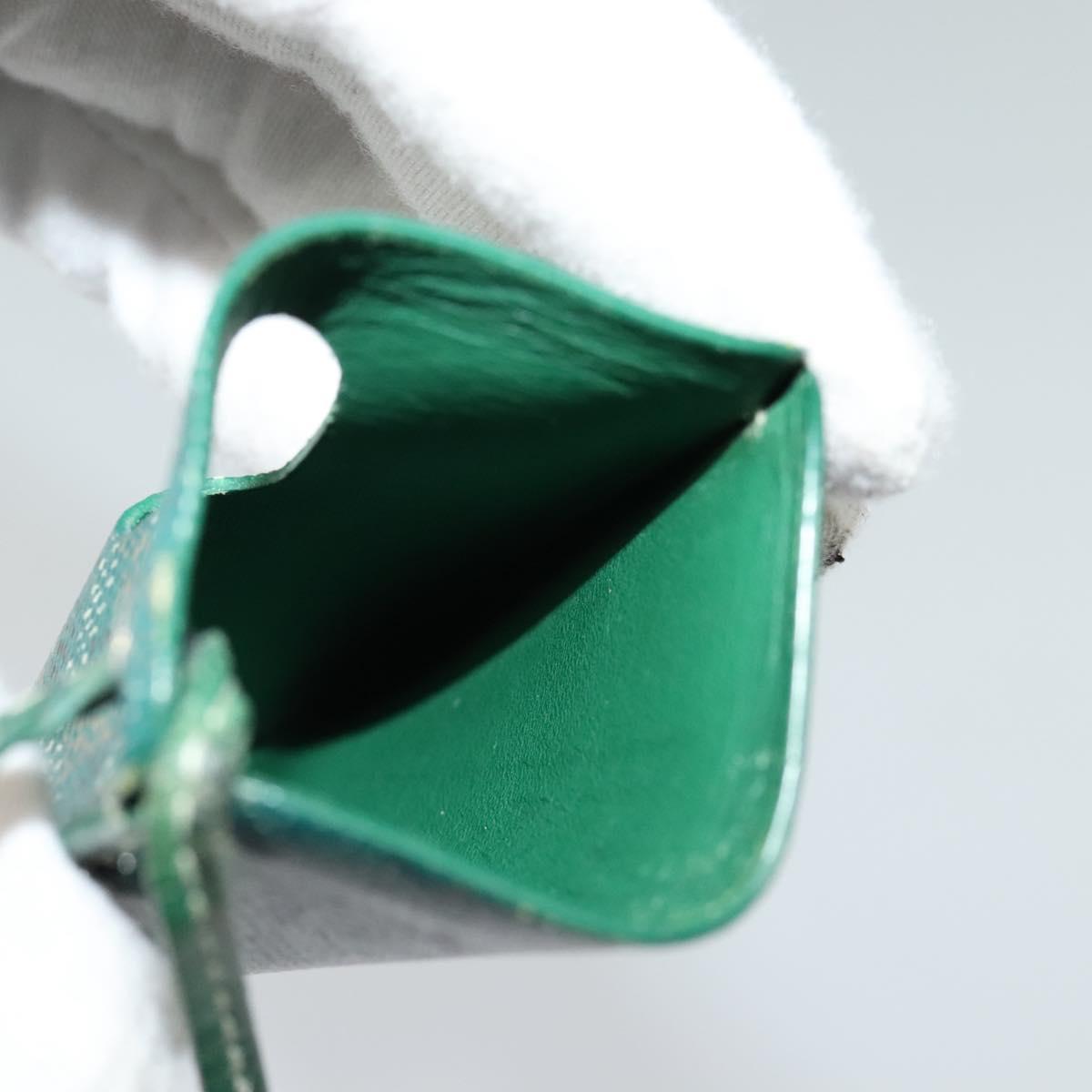 GOYARD Herringbone Pass Case PVC Leather Green Auth 123464