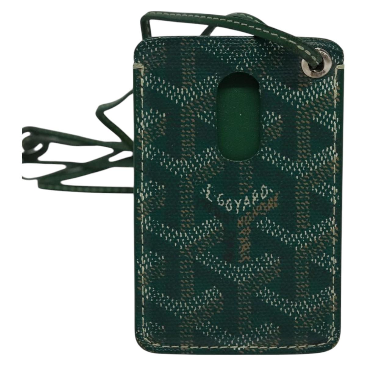 GOYARD Herringbone Pass Case PVC Leather Green Auth 123464