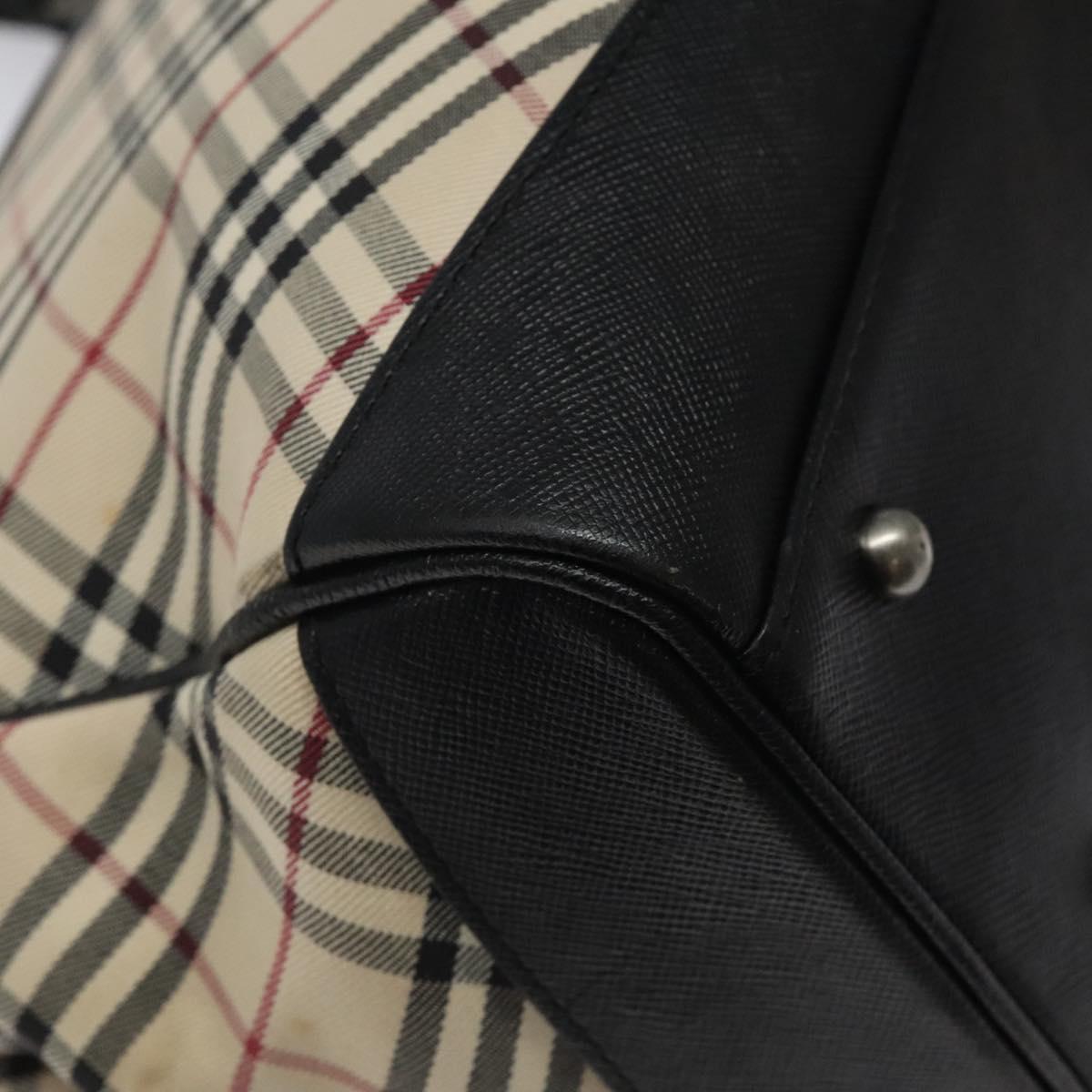 BURBERRY Nova Check Hand Bag Canvas Beige Auth 123490