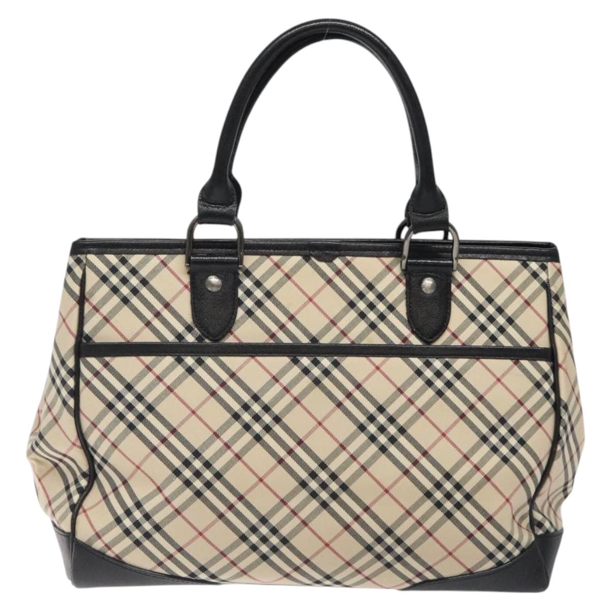 BURBERRY Nova Check Hand Bag Canvas Beige Auth 123490