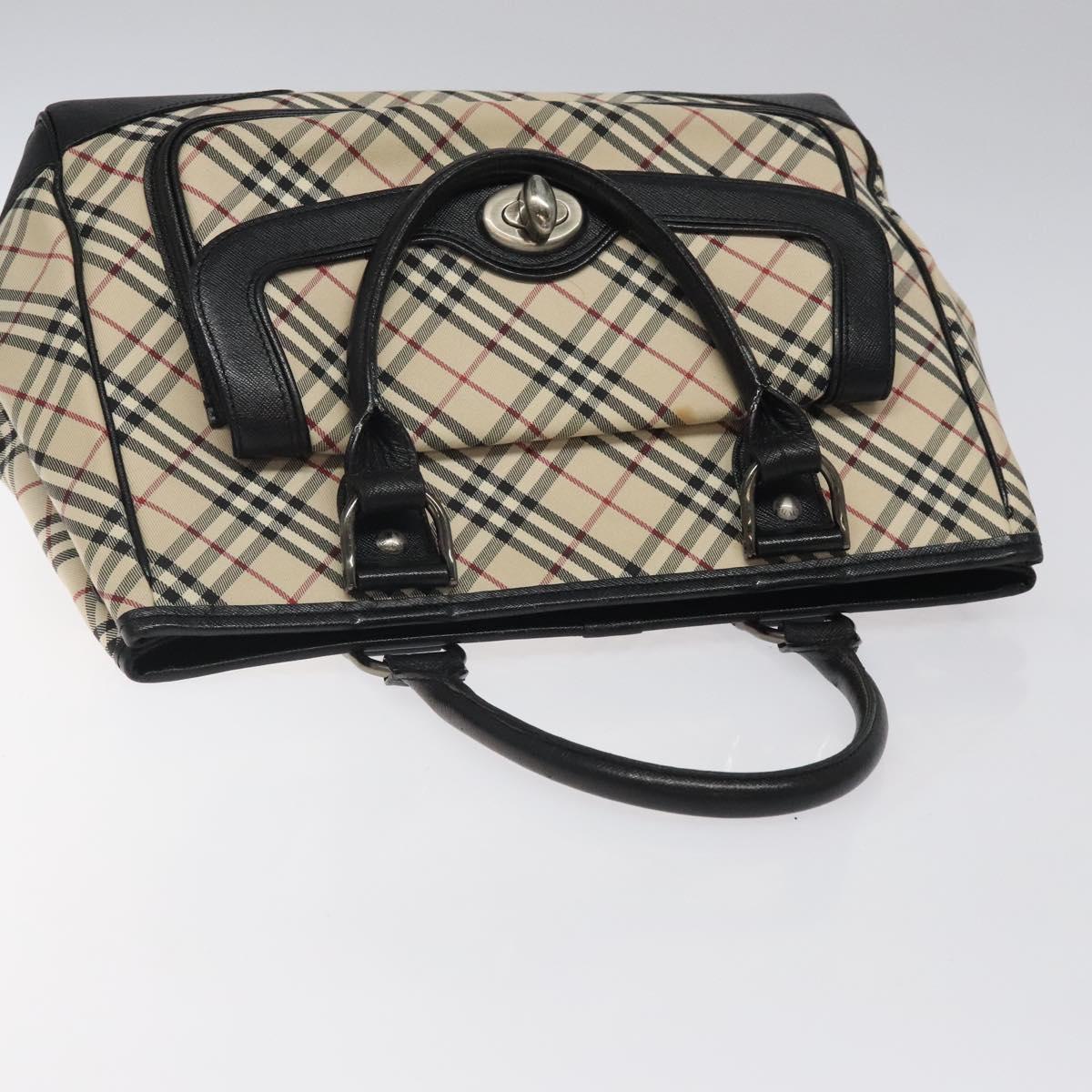 BURBERRY Nova Check Hand Bag Canvas Beige Auth 123490