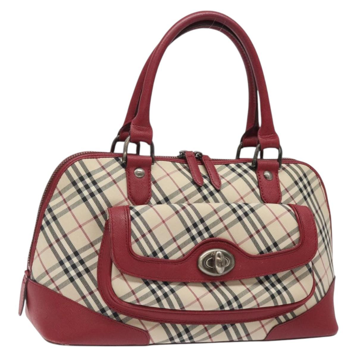 BURBERRY Nova Check Hand Bag Canvas Beige Auth 123491