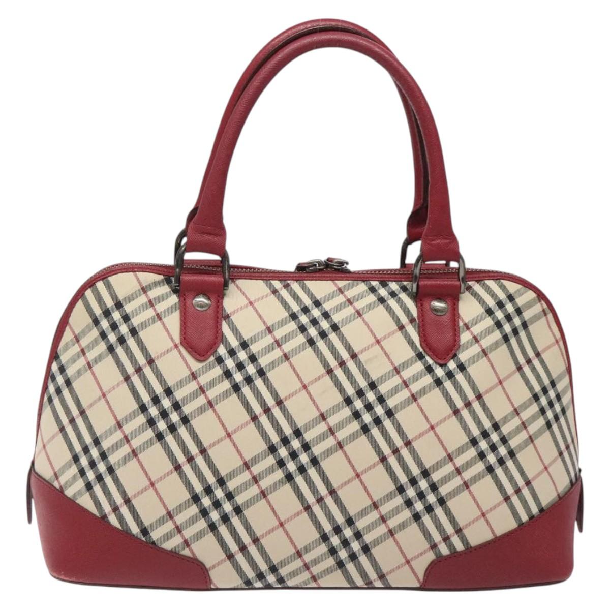 BURBERRY Nova Check Hand Bag Canvas Beige Auth 123491