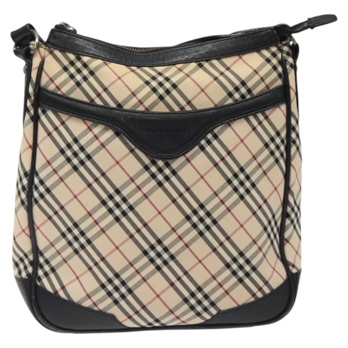 BURBERRY Nova Check Shoulder Bag Canvas Beige Silver Auth 123493