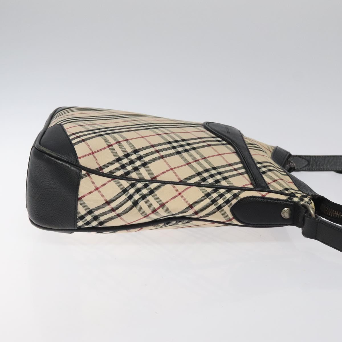 BURBERRY Nova Check Shoulder Bag Canvas Beige Silver Auth 123493