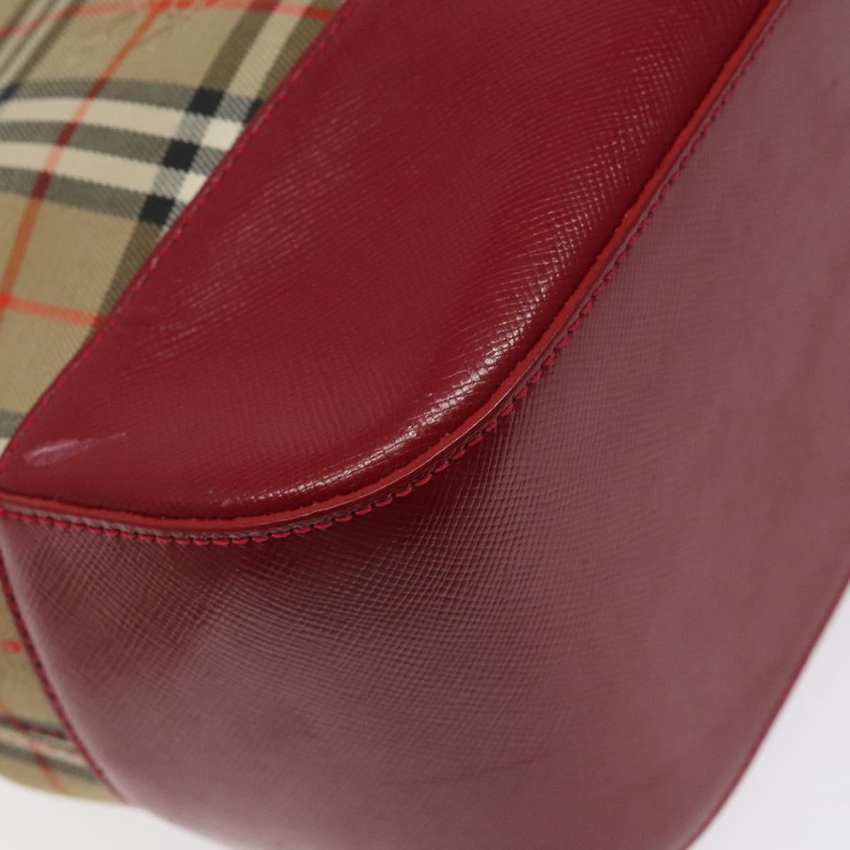 BURBERRY Nova Check Hand Bag Canvas Beige Gold Auth 123495