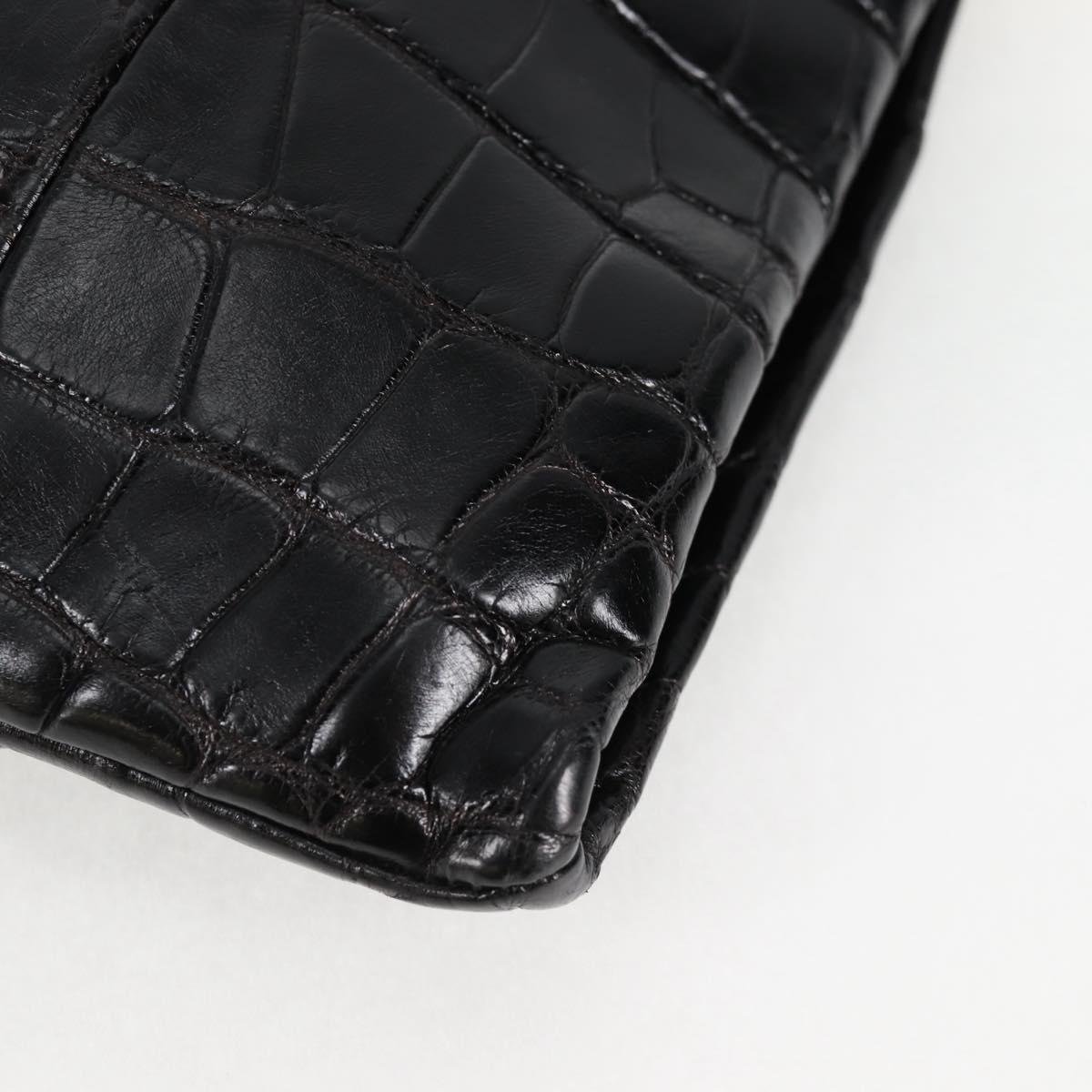 GUCCI Chain Shoulder Bag Leather Black Gold 290682 Auth 123498V
