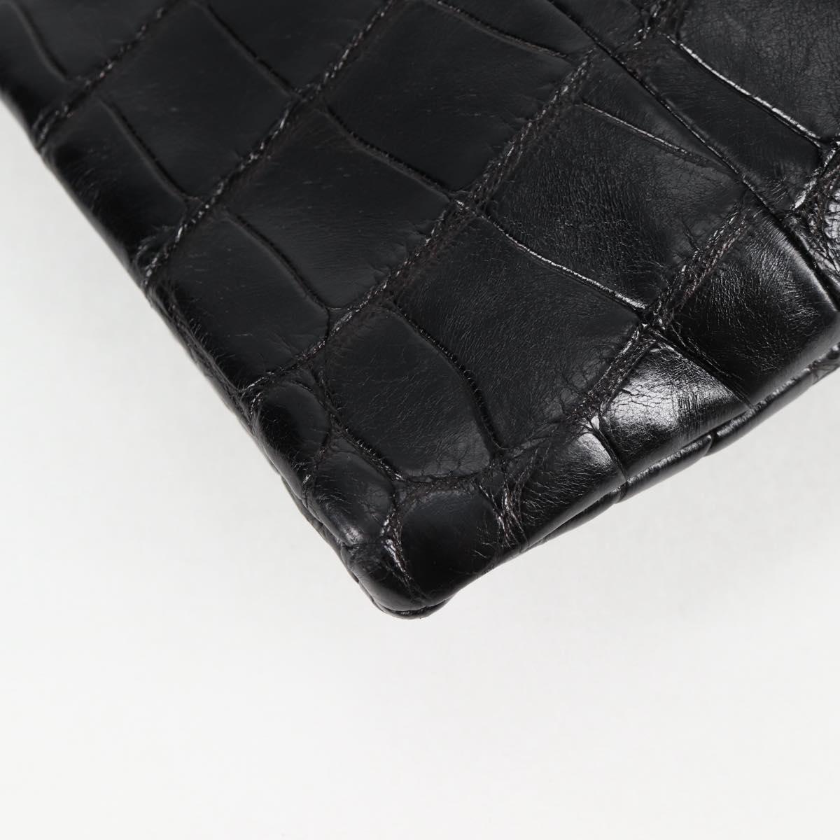 GUCCI Chain Shoulder Bag Leather Black Gold 290682 Auth 123498V