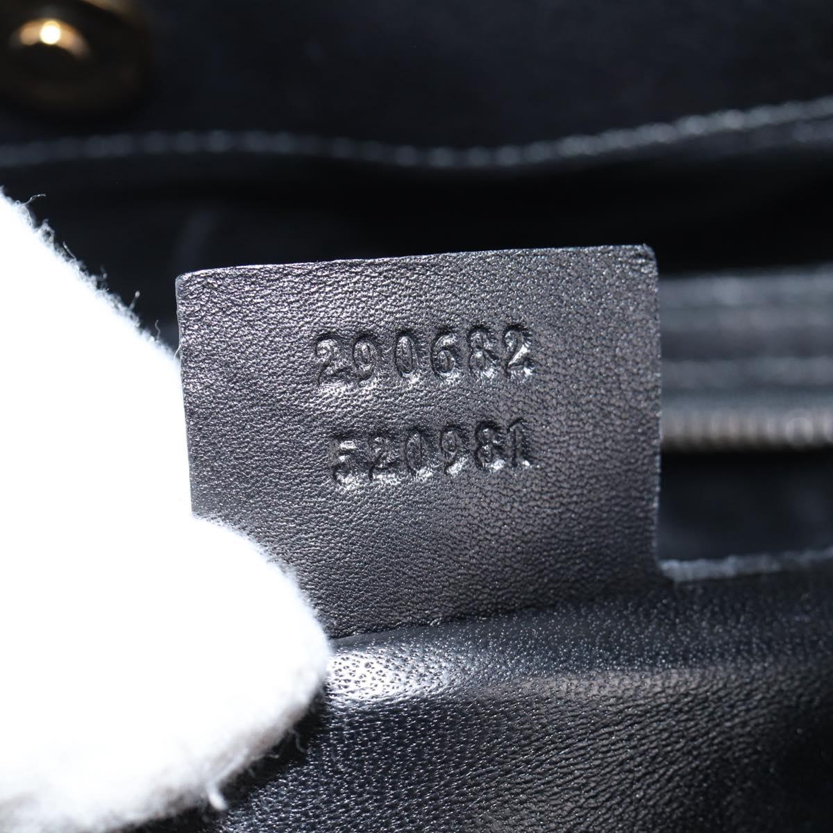 GUCCI Chain Shoulder Bag Leather Black Gold 290682 Auth 123498V