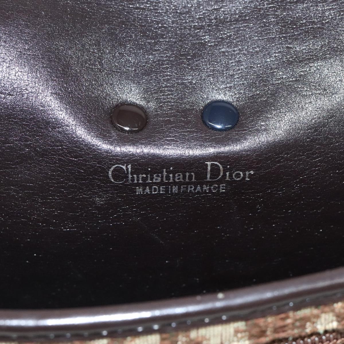 Christian Dior Trotter Canvas Shoulder Bag Brown Gold Auth 123499