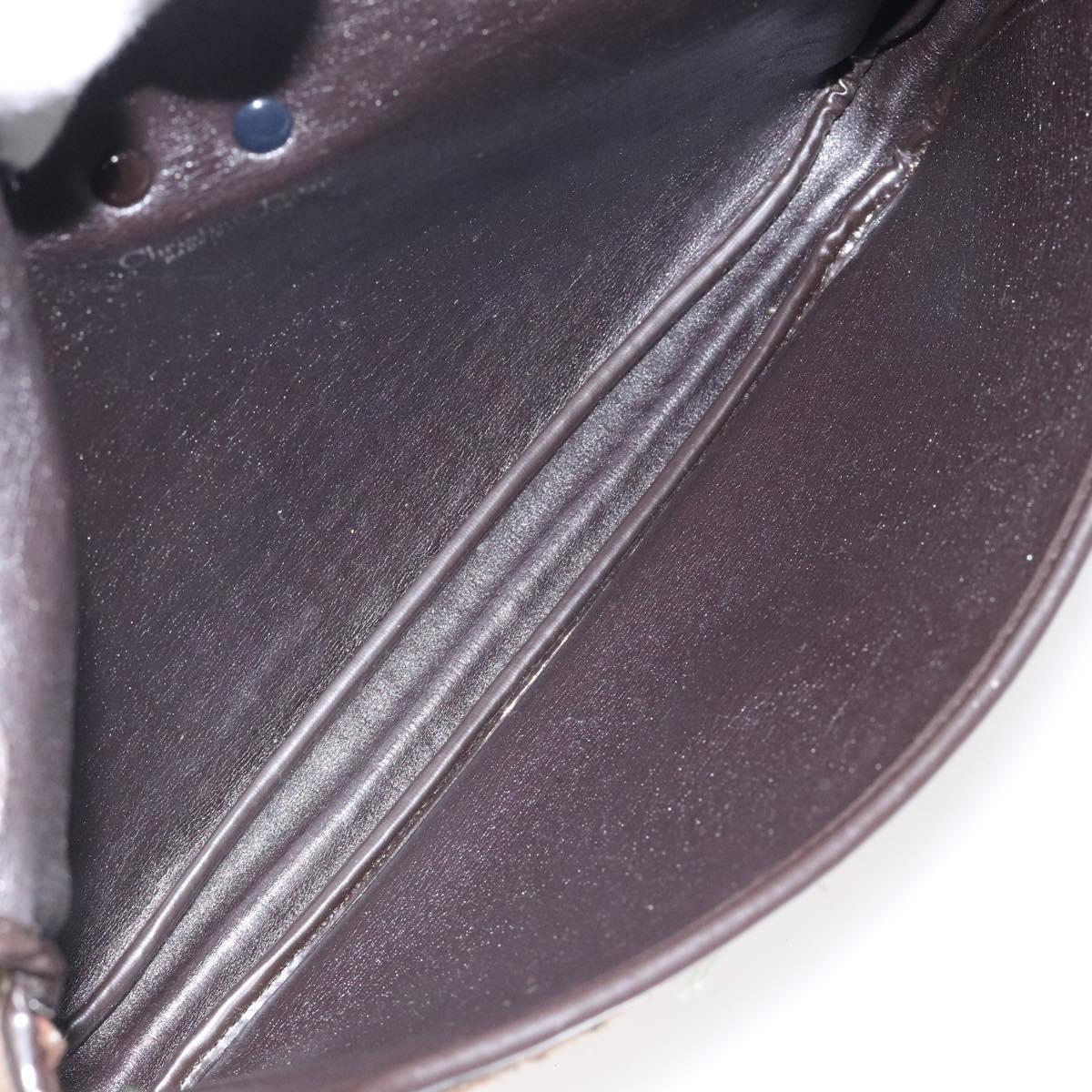 Christian Dior Trotter Canvas Shoulder Bag Brown Gold Auth 123499