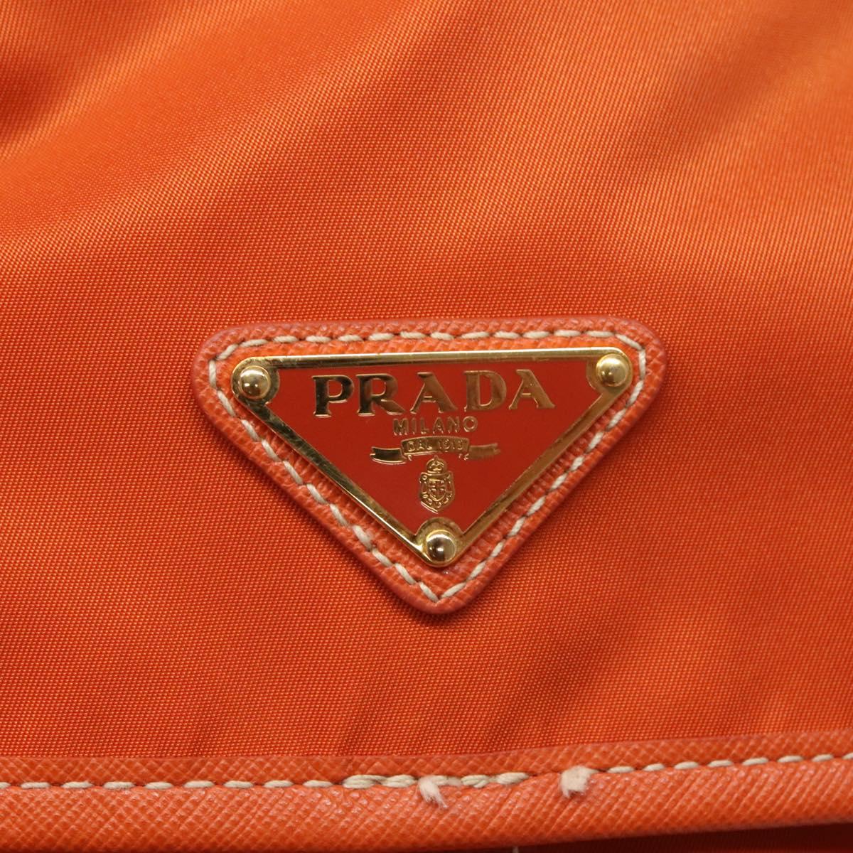PRADA Shoulder Bag Nylon Orange Gold Auth 123505