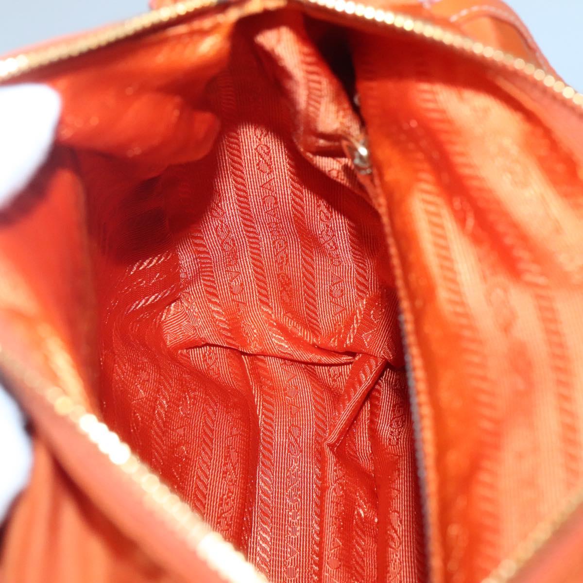 PRADA Shoulder Bag Nylon Orange Gold Auth 123505