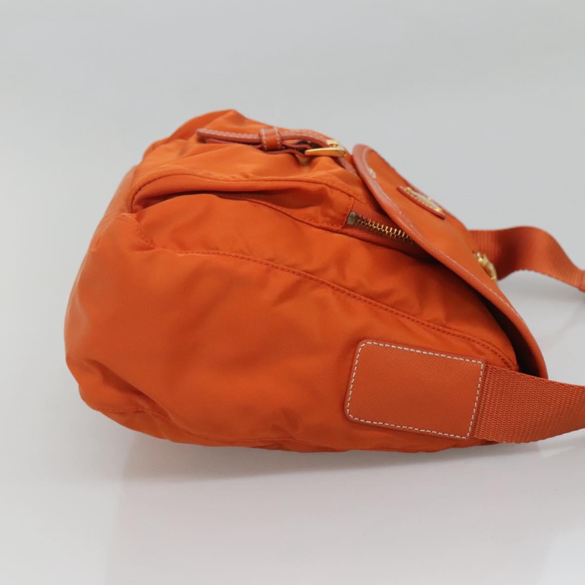 PRADA Shoulder Bag Nylon Orange Gold Auth 123505