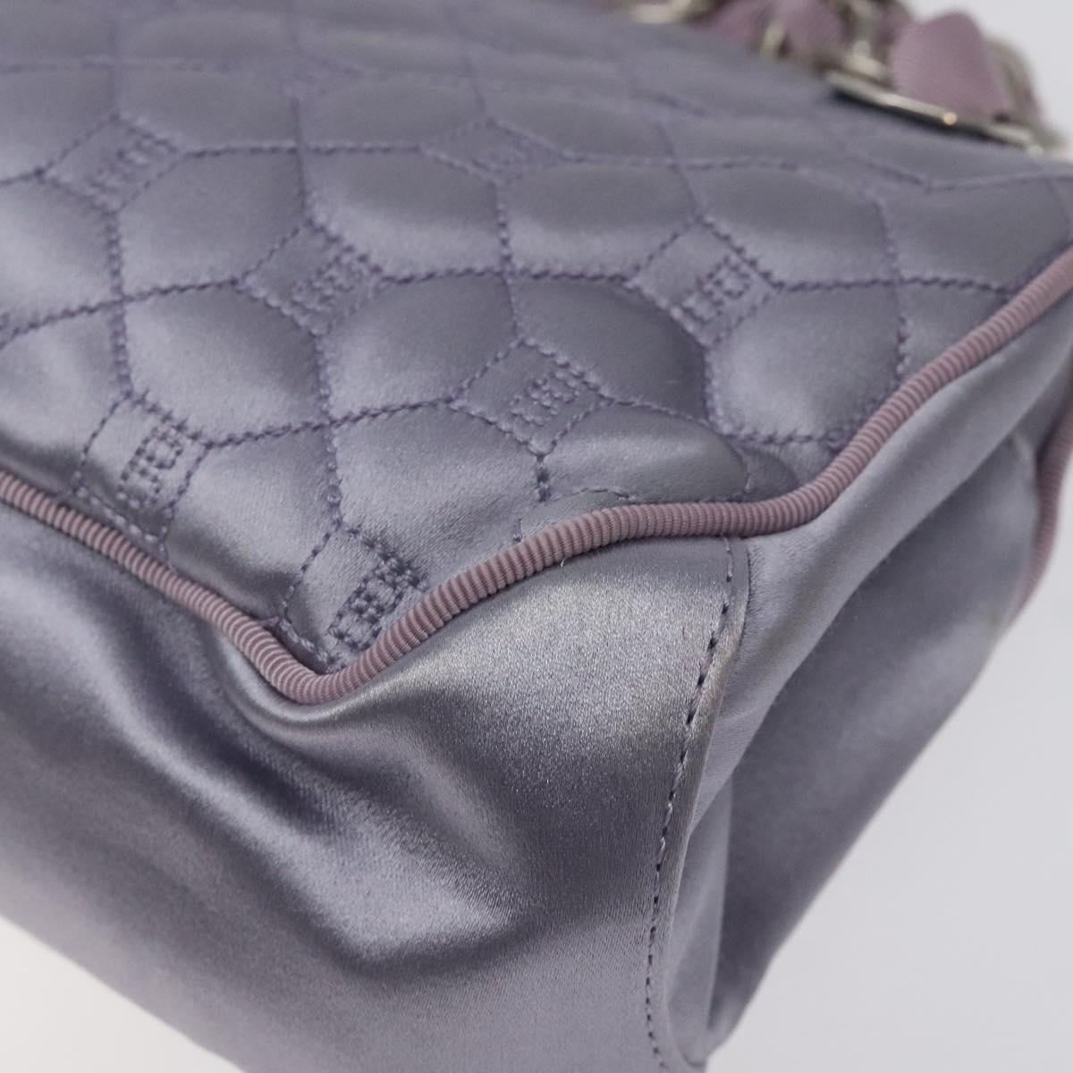BALLY Chain Hand Bag Satin Purple Silver Auth 123509