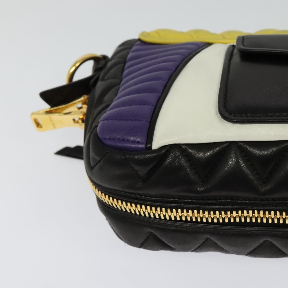 Miu Miu Matelasse Shoulder Bag Leather Yellow Gold Auth 123510