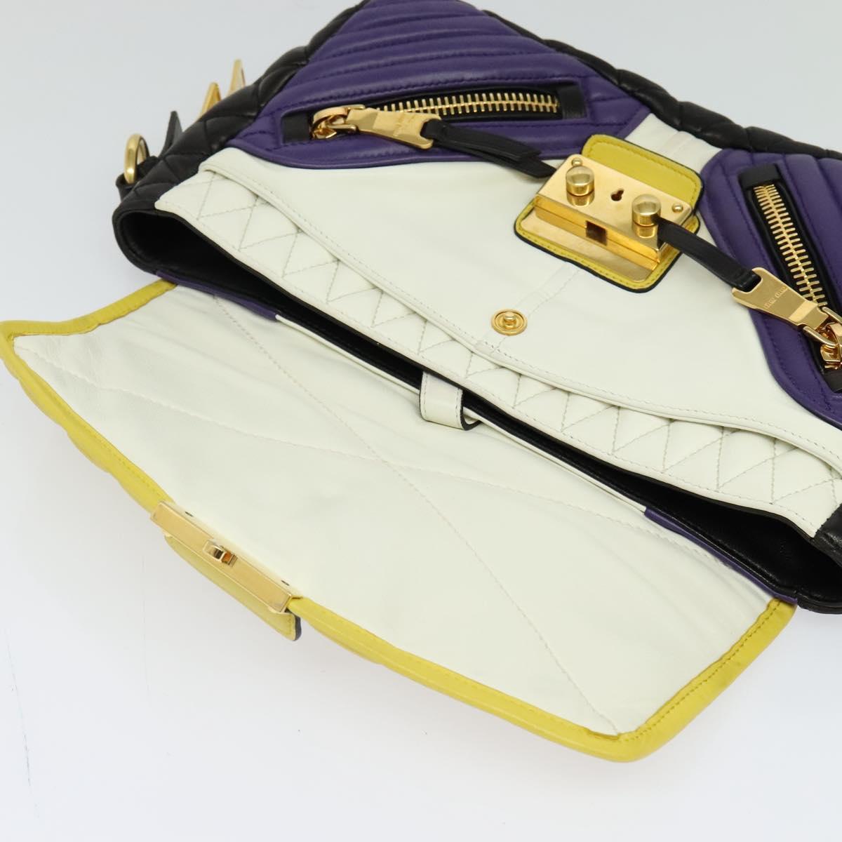 Miu Miu Matelasse Shoulder Bag Leather Yellow Gold Auth 123510