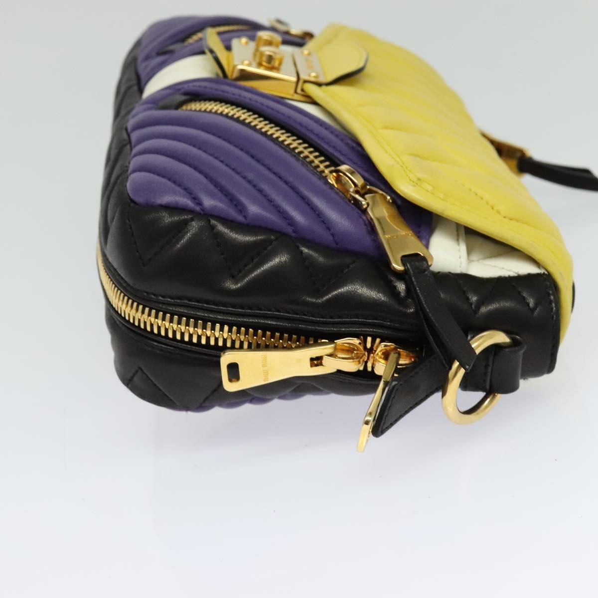 Miu Miu Matelasse Shoulder Bag Leather Yellow Gold Auth 123510