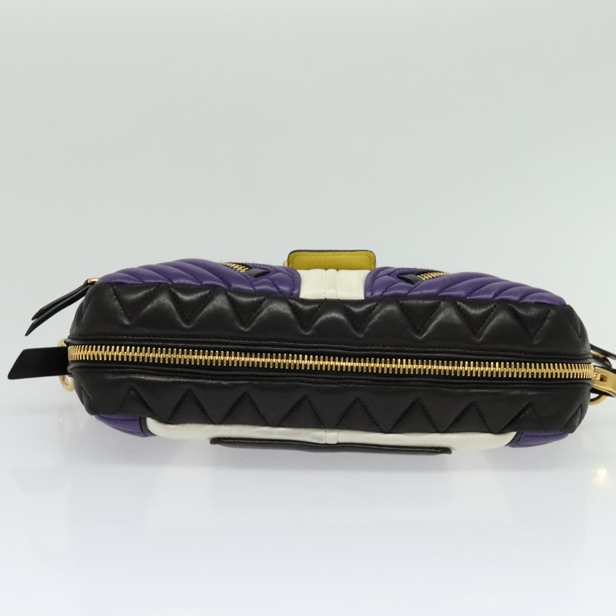 Miu Miu Matelasse Shoulder Bag Leather Yellow Gold Auth 123510