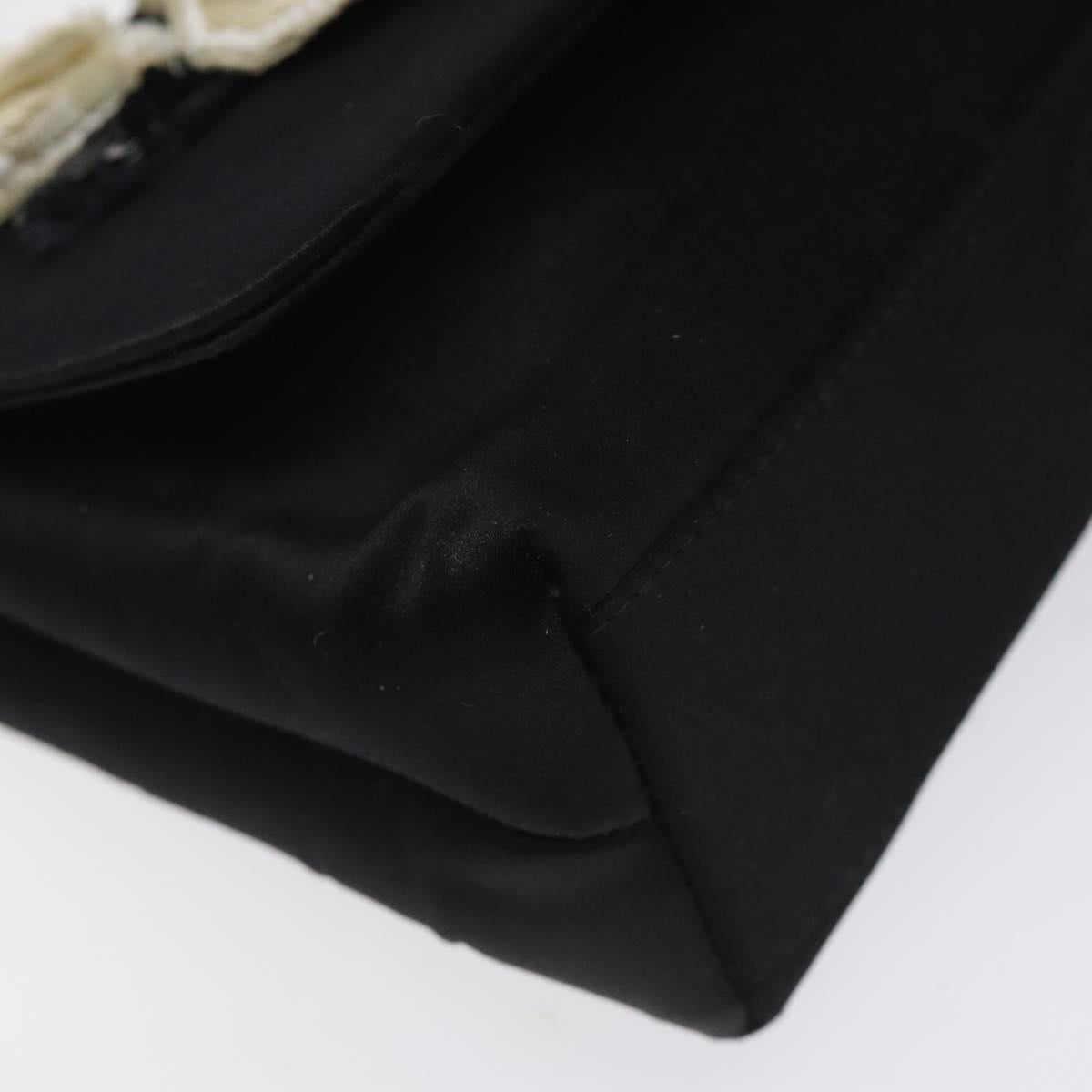 CHANEL Shoulder Bag Silk Black Gold CC Auth 123511