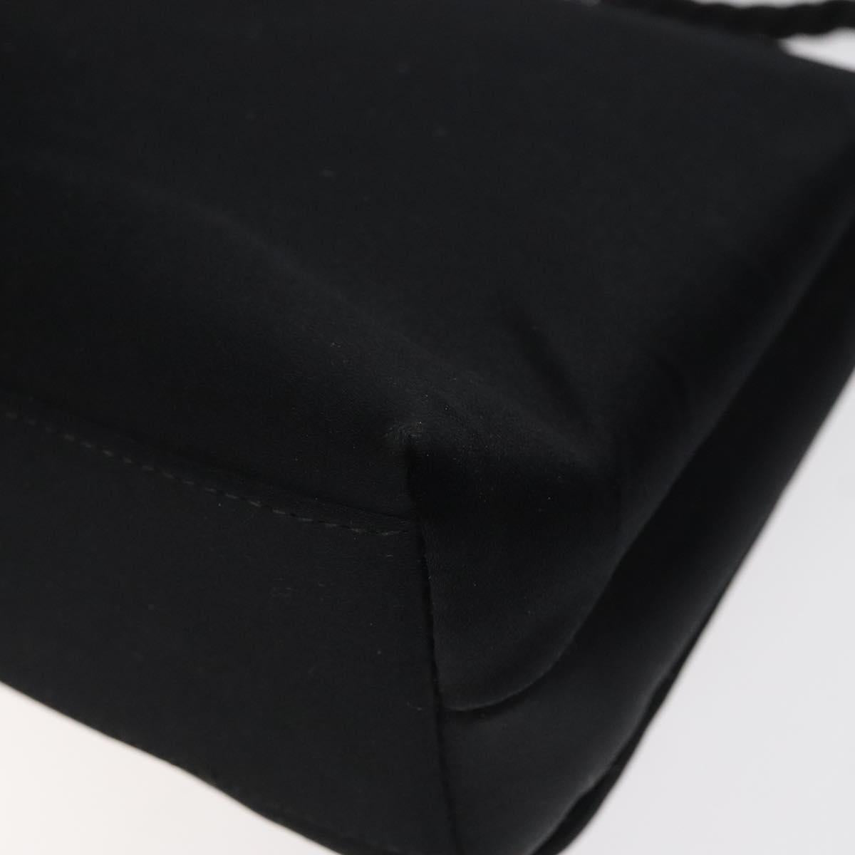 CHANEL Shoulder Bag Silk Black Gold CC Auth 123511